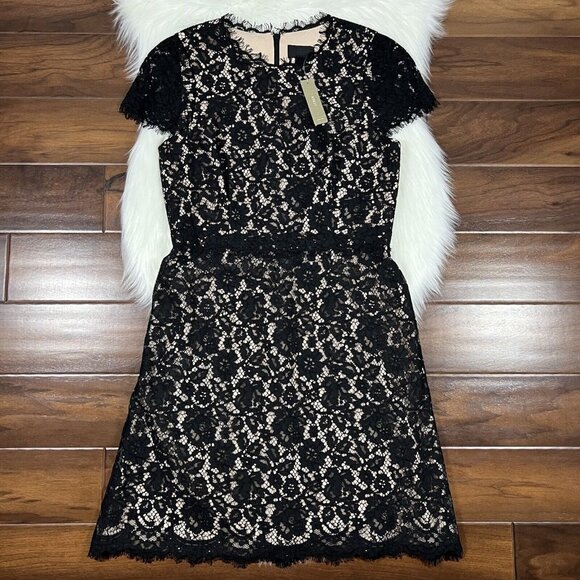 J. Crew Collection Women's Size 10 Black Lace Fit & Flare Dress F9096 - Picture 1 of 11